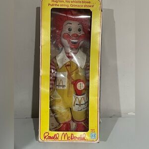 Ronald McDonald Whistle Plush Doll in Original Box Hasbro Vintage 1978